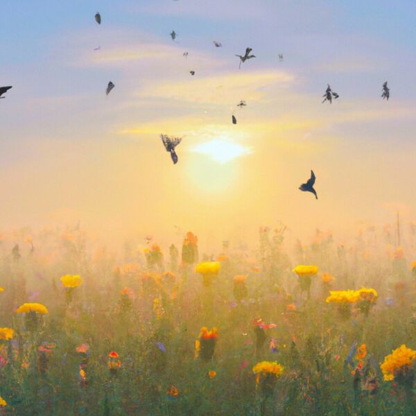 Auf einer Blumenwiese spazieren gehen