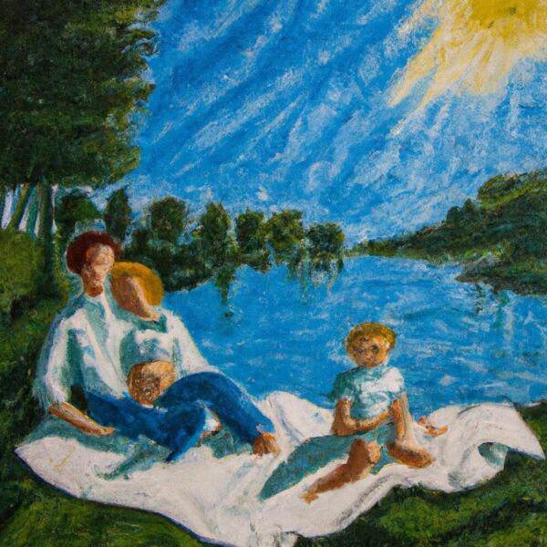 Eine schönen Ausflug mit Picknick am See mit meiner Frau, 40 Jahre und meinen beiden weiblichen Kindern, 0 Jahre und 2 Jahre alt.