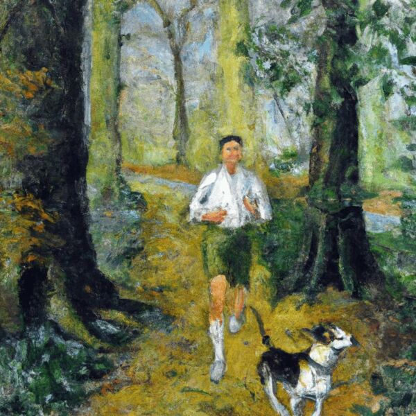 Aufstehen, eine Runde joggen, Kaffe trinken , Zeitung lesen, mit dem Hund in den Wald